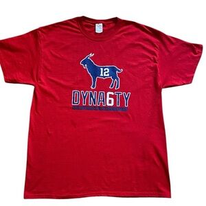 Tom Brady Graphic Goat #12 Dyna6ty Red T-Shirt Men’s Size Large